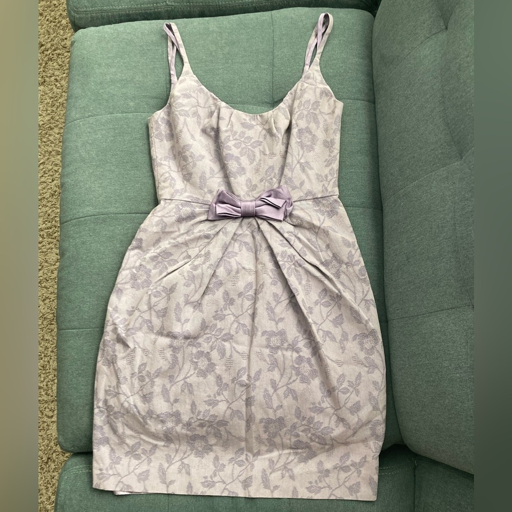 Chic Lavender Floral Dress with Bow